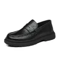 Klassieke zwarte heren loafers van getextureerd leer voor zakelijk en dagelijks gebruik - Zwart