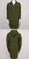 Cárdigan largo de punto con capucha verde militar para hombre, vista frontal y trasera - M / Tops / Verde Militar