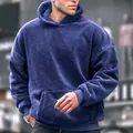 Sudadera con capucha sherpa azul marino extragrande para hombre con forro polar suave. - M / Tops / Azul marino