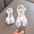 Elegantes zapatos de princesa plateados brillantes para niña con lazo y perlas - 21 / Plateado