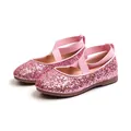 Elegante rosa glitzernde Prinzessinnen-Ballettschuhe für Mädchen mit elastischen Kreuzgurten - 26 / Rosa
