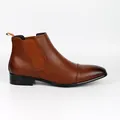 Vue de profil de bottines Chelsea marron vintage de haute qualité pour hommes en cuir - 40 / Brun Clair (922-0059)