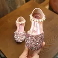 Chaussures de princesse roses à strass pour filles avec détails de perles - Rose