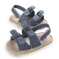 Vista dettagliata dei sandali da passeggio per neonati in denim blu con suole morbide - Lunghezza Interna 11cm / Cowboy