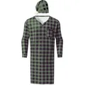 Men's green and black buffalo plaid nightshirt and matching sleeping cap set - L / Set / Green Plaid