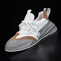 Herren-Leder-Plateau-Sneaker im Colorblock-Design Grau und Weiß Freizeitschuhe - Weiß