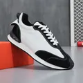 Baskets de jogging en cuir noir et blanc pour homme, style décontracté pour le printemps - 38 / Blanc Noir