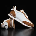 Baskets en cuir marron et blanc pour hommes avec un design rétro classique chic. - 38 / Abricot Blanc