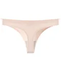 String sans couture en soie glacée pour femmes, T-back invisible à taille basse chair. - Abricot