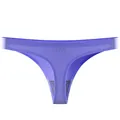 String sans couture en soie glacée violette pour femmes, style sport taille basse T-back - Bleu saphir