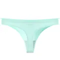 Thong professionnel sans couture en soie glacée vert menthe pour femmes, taille basse sport - Bleu ciel