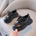 Klassieke zwarte leren kinderschoenen Oxford met dikke antislipzolen voor jongens - Zwart