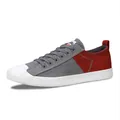Baskets décontractées en toile grise et rouge avec semelle souple blanche 2026 - Gris