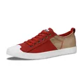 Baskets en toile pour hommes au design color block rouge et beige avec semelle blanche - Rouge Brique