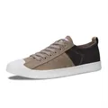 Baskets décontractées en toile marron et grise pour hommes avec semelle blanche - Khaki