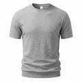 Detailansicht der feinen karierten Jacquard-Struktur dieses grauen T-Shirts mit Rundhals. - S / Oberteile / Hellgrau