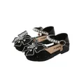 Sparkling black girl's Mary Jane shoes with rhinestone butterfly and pearl strap - Size 21 (13.3cm) / Black