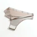 Seamless champagne beige ice silk thong with breathable cotton gusset and mid-waist design. - M / Bottoms / Coffee