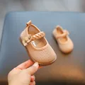 Zapatos de princesa de punto rosa transpirable para niñas con detalle de flores - Rosa