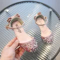 Scarpe Mary Jane rosa glitterate per bambina con fiocco e punta di paillettes per danza - Rosa