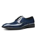 Elegante marineblauwe lakschoenen oxford voor heren voor formele zakelijke kleding - Saffierblauw