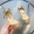 Scarpe da principessa con paillettes dorate, fiocco e strass per bambine da festa - Oro