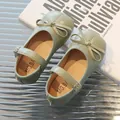 Chaussures Mary Jane fille vert sauge avec nœud délicat et bout carré élégant - 21 / Vert