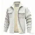 Detailed view of cream corduroy jacket showing soft fleece lining and textures - 3XL / Top (Corduroy Style) / Off White