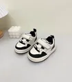 Classic black and white soft-sole toddler sneakers for casual baby walking shoes - Size 15 Inner Length 11.5cm / Black