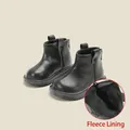 Bottines Martin noires pour enfants doublées en polaire avec intérieur en peluche - Pointure 26 (Longueur Intérieure 16.2cm) / Doublé Polaire / Noir