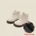 Bottes Martin pour tout-petits crème avec doublure en peluche noire pour l'hiver - Pointure 26 (Longueur Intérieure 16.2cm) / Doublé Polaire / Beige