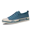 Blaue Herren-Canvas-Sneaker im lässigen Modestil mit flachem Profil und Gummisohle - 38 / Sternenblau