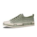 Eleganti sneakers basse da uomo in tela verde salvia con suola spessa e confortevole - 38 / Verde erba