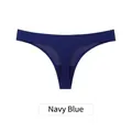 Seamless ice silk thong for women in navy blue color for sports fitness workout wear - M / Bottoms / Blue