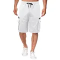 Nahaufnahme weißer Cargoshorts mit Kordelzug und seitlichen Pattentaschen - Weiß