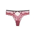 Sexy burgundy lace thong panties featuring a cute heart pattern and stylish cutout details - S / Bottoms / Burgundy