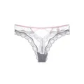 Sexy lace thong with heart-shaped cutout and polka dot mesh in light purple and pink - S / Bottoms / Gray