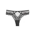 Sexy black lace polka dot mesh thong featuring a romantic heart shaped cutout - Black