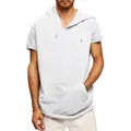 Gilet à capuche blanc à manches courtes pour hommes avec poche kangourou frontale - M / Hauts / Blanc