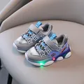 Breathable mesh children's LED light-up sneakers with soft soles for toddlers sports - Size 21 (Length approx 13.5cm) / Gray