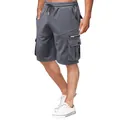 Men's grey cargo shorts featuring multi-pockets and a comfortable drawstring waist. - Iron Grey