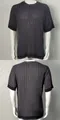 Vorder- und Rückansicht eines anthrazitgrauen kurzärmeligen Henley-Strick-Poloshirts - Schwarz
