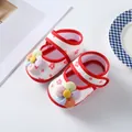 Scarpine da principessa per neonata con suola morbida e dettagli floreali 3D colorati - Taglia 12 (Lunghezza Interna 11 CM) / Rosso
