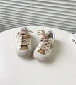 Schicke Lauflernschuhe für Kleinkinder in Weiß und Braun mit weicher Gummisohle - Größe 29 Innenlänge 18 / Aprikose