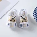 Detailed view of breathable white baby sandals with golden grid and cute cartoon dog decor - Size 11 (10.5CM) / Car Style (LX006) / White