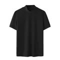 T-shirt en maille à col montant pour hommes en noir uni avec finition texturée premium - Noir