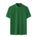 T-shirt en maille à manches courtes pour homme, col montant vert émeraude texturé - Vert