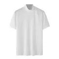 T-shirt en tricot blanc minimaliste pour homme avec col montant et texture - Blanc