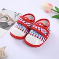 Classic red plaid baby soft sole pre-walker shoes with white glossy toe cap and Baby tag - Red Checkered (Baby)