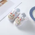 Detailed view of baby soft sole shoes with gold plaid and cute bee character decoration. - Size 12 (Inner Length 11CM) / Alien-Checkered White